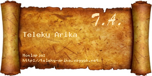 Teleky Arika névjegykártya